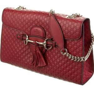 Gucci Medium Emily GG Burgundy/Red Leather Shoulder Bag